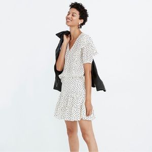 Madewell Silk V-Neck Shoulder Ruffle Top in Inkbrush Tops